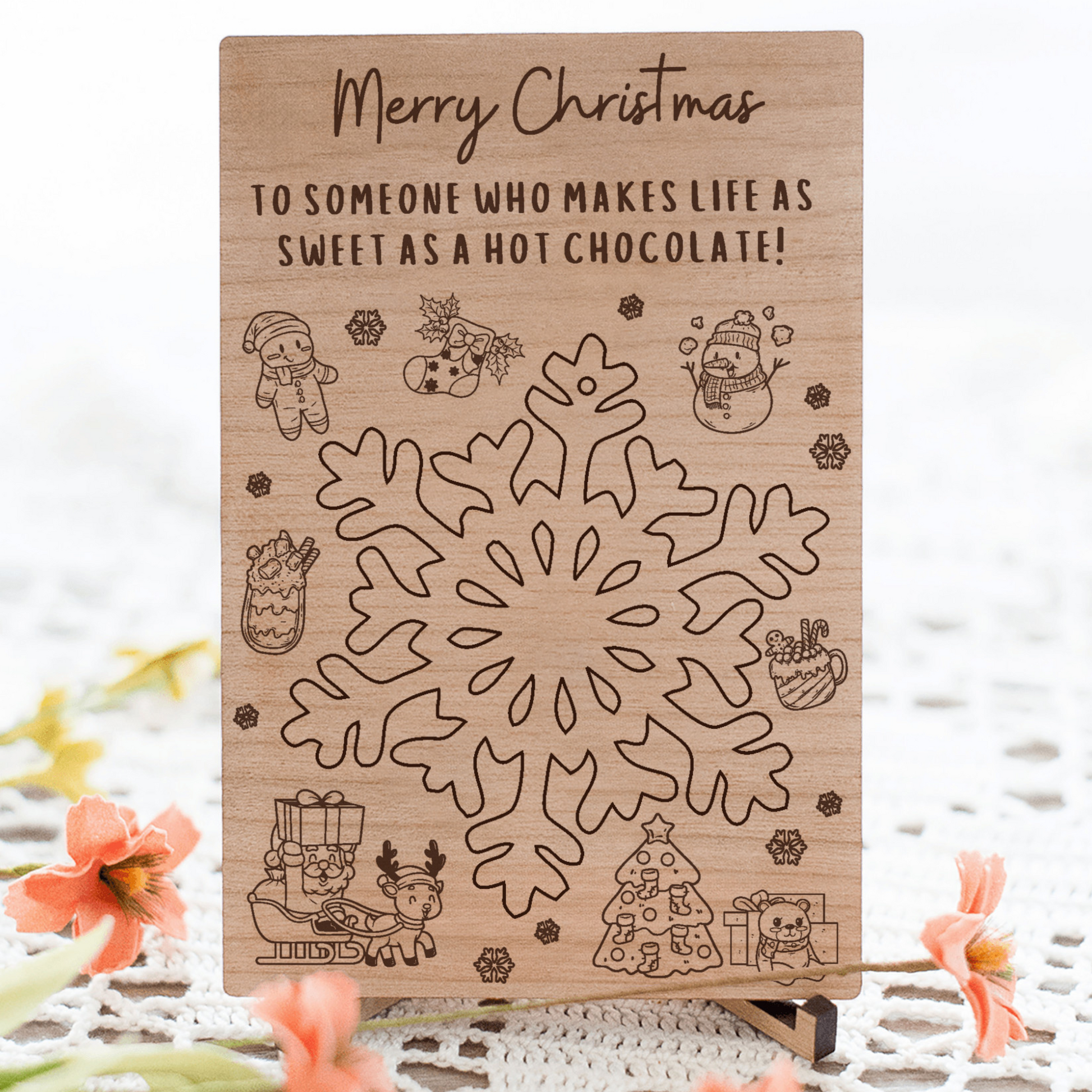 Laser-cut cherry wood postcard with pop-out ornament, a unique and heartfelt way to send a message. Crafted from premium wood, each postcard includes a detachable ornament that recipients can cherish long after the occasion. Perfect for holidays, birthdays, or special moments, this keepsake combines the elegance of wood with thoughtful design. Wishing everyone a Merry Christmas!