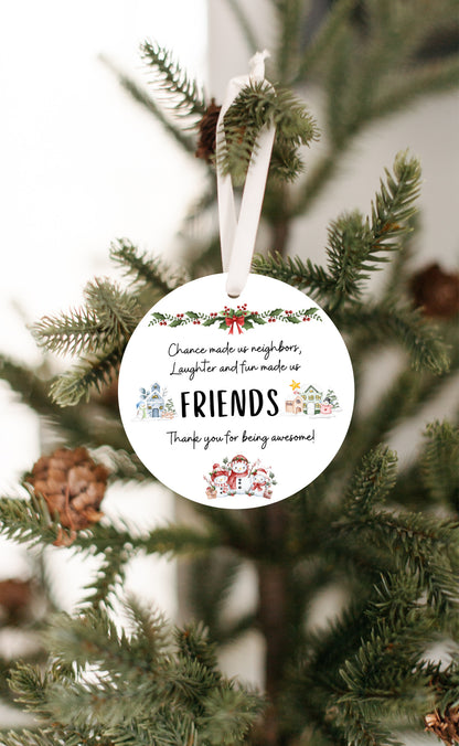 Heartfelt Christmas ornament designed as a thoughtful appreciation gift for neighbors. Featuring a warm and festive design, this neighbor ornament is a perfect way to show gratitude and spread holiday cheer.