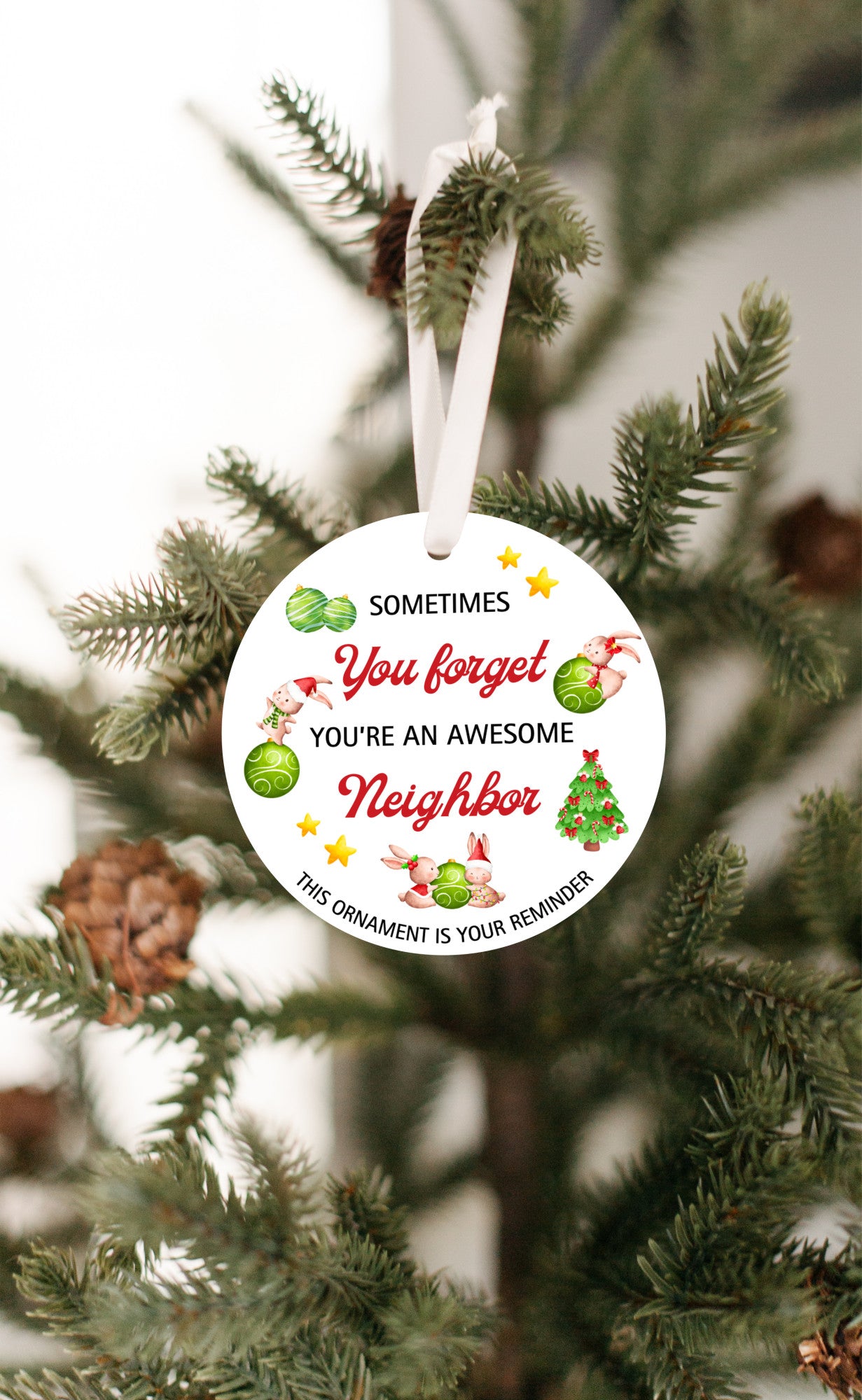 Heartfelt Christmas ornament designed as a thoughtful appreciation gift for neighbors. Featuring a warm and festive design, this neighbor ornament is a perfect way to show gratitude and spread holiday cheer.